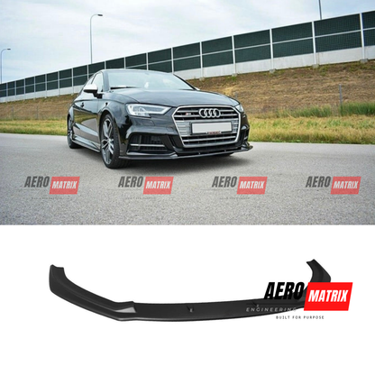 Audi A3 S-Line S3 8V 2017–2020 Facelift Sedan Front Lip (Gloss Black)