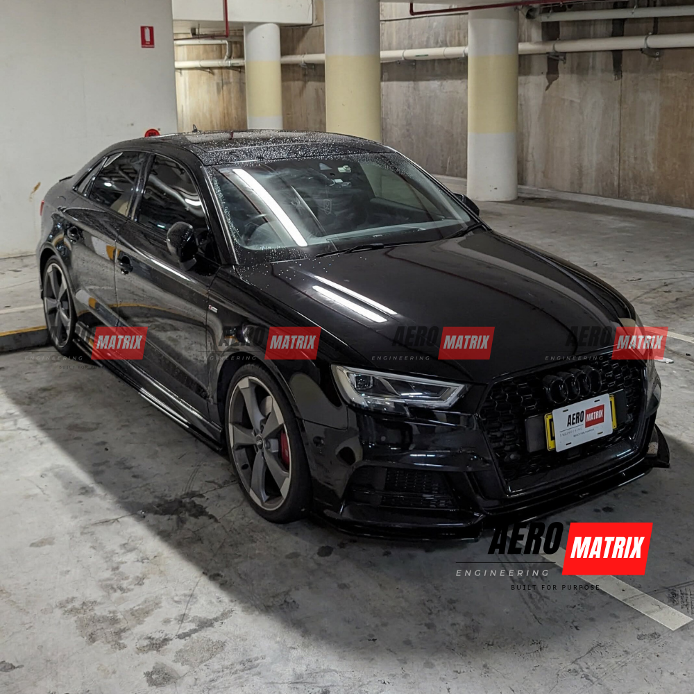 Audi A3 S-Line S3 8V 2017–2020 Facelift Sedan Front Lip (Gloss Black)