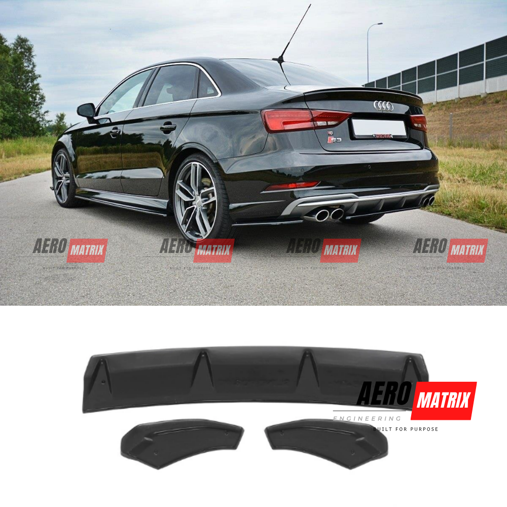 Audi S3 8V 2017–2020 Facelift Sedan Rear Diffuser (Gloss Black)