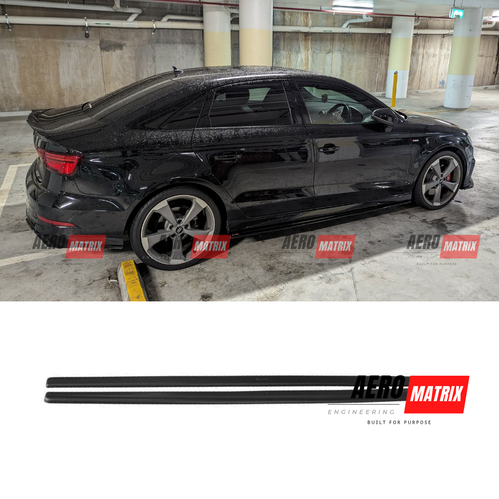 Audi A3 S-Line S3 RS3 8V 2013–2020 Sedan Side Skirting (Gloss Black)