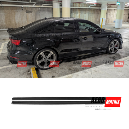 Audi A3 S-Line S3 RS3 8V 2013–2020 Sedan Side Skirting (Gloss Black)