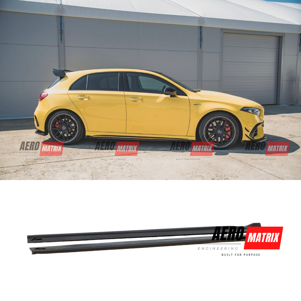 Mercedes-Benz W177 A-Class 2019+ Hatch Side Skirting (Gloss Black)