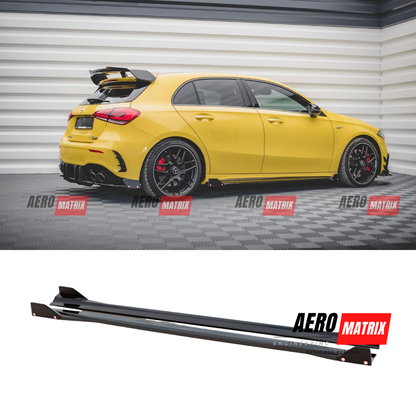 Mercedes-Benz W177 A-Class 2019+ Hatch Side Skirting (Gloss Black)