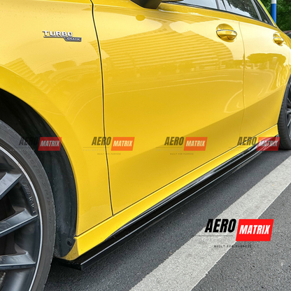 Mercedes-Benz W177 A-Class 2019+ Hatch Side Skirting (Gloss Black)