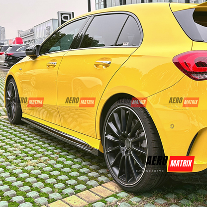 Mercedes-Benz W177 A-Class 2019+ Hatch Side Skirting (Gloss Black)