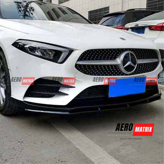 Mercedes A Class AMG Line W177 2019-2022 Front Lip (Gloss Black)