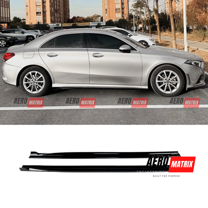 Mercedes A Class V177 Sedan Side Skirting (Gloss Black)