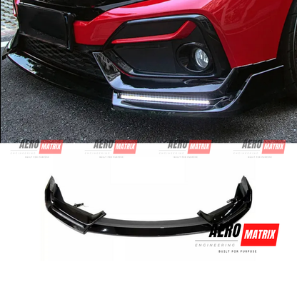 Honda Civic FK7 2017–2021 PFA LED Lights Front Lip (Gloss Black)