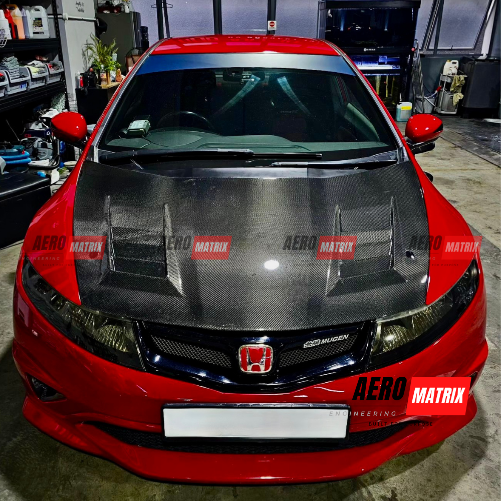 Honda Civic FN2 Type R 2007–2011 J's Racing Style Bonnet (Carbon Fibre)