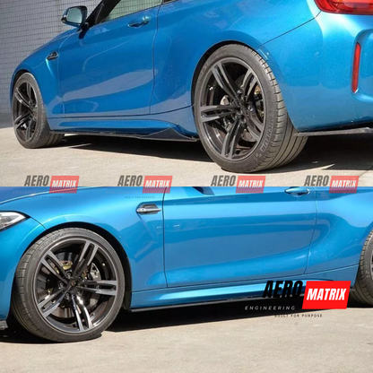 BMW 2 Series F22/F87 2014–2021 – Side Skirting (Carbon Fibre Gloss)